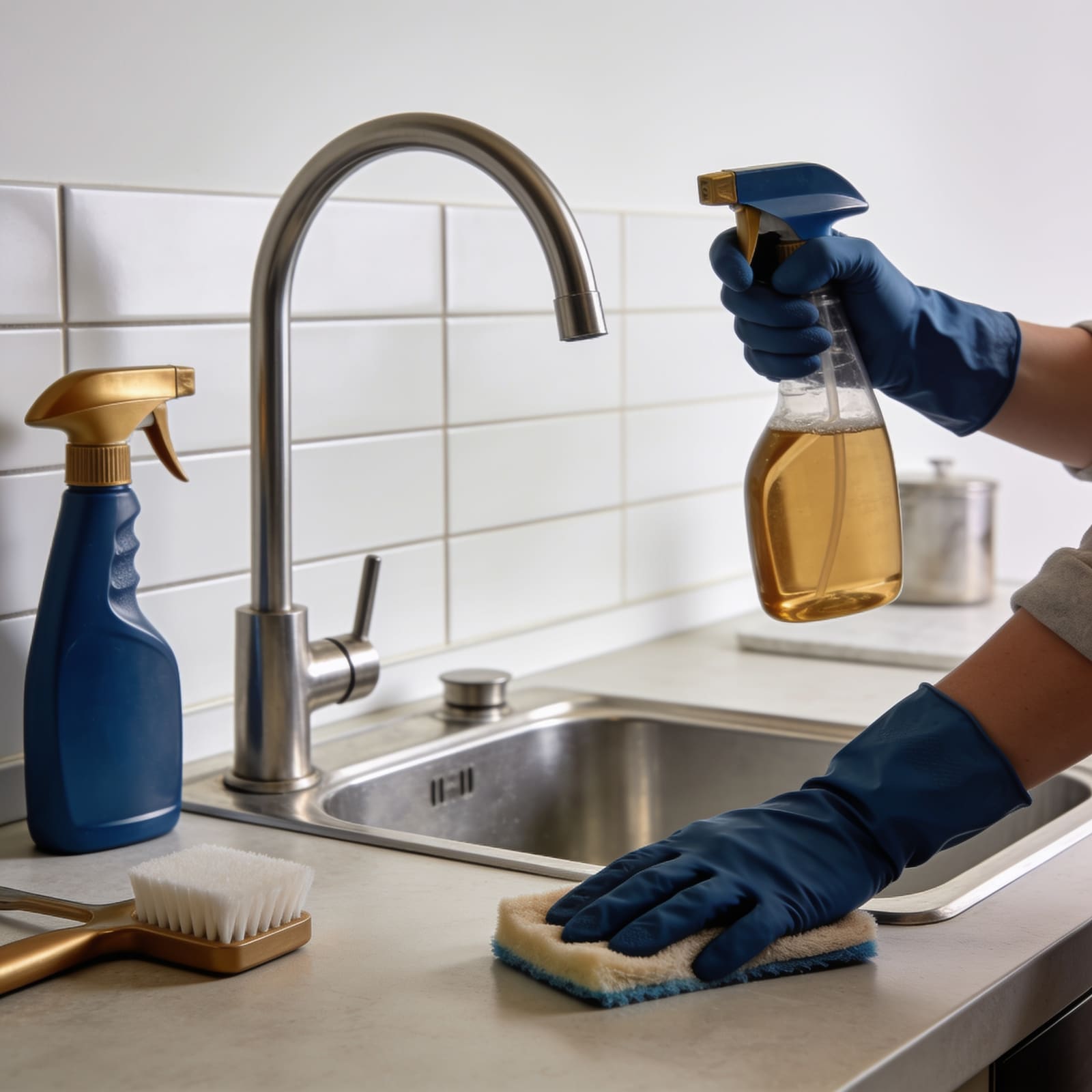 Attrezzatura professionale durante la sanificazione di una cucina